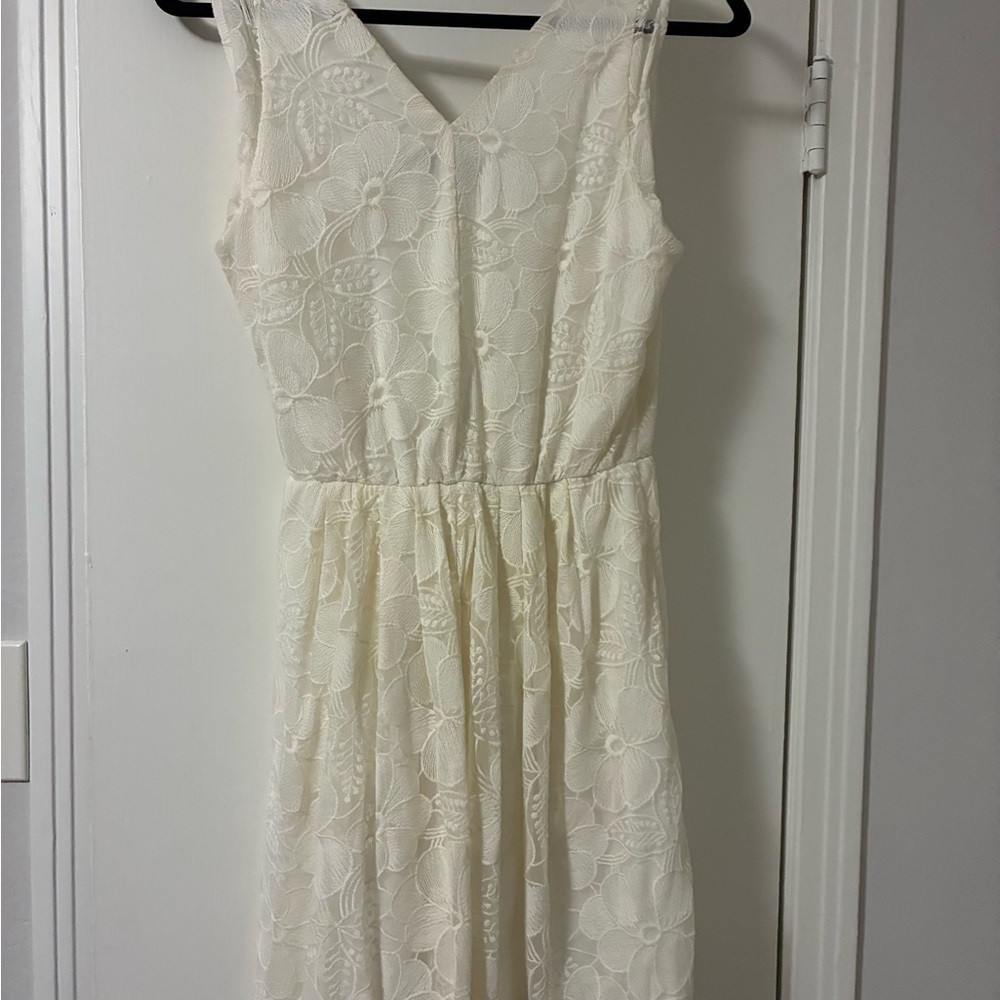 ALI & JAY Cream Ruched Smocked Mini Dress